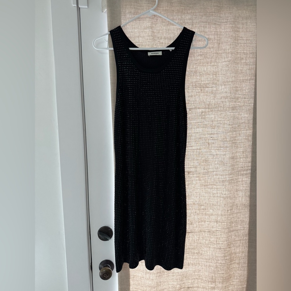 Sandro Black Studded Sleeveless short  dress